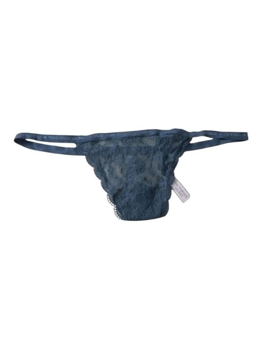 Victoria’s Secret Grey Semi-sheer Lace V-String Panty Size L Sexy Lingerie